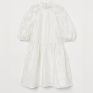 H&M White Jacquard-Weave Dress